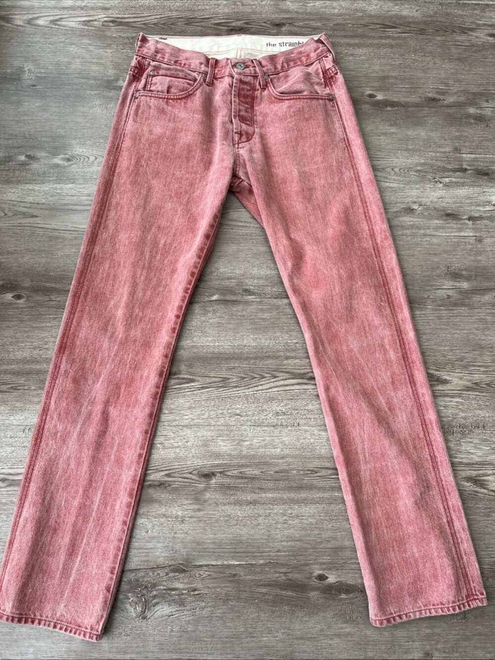 7 For All Mankind Straight Jeans Mens 30x32 Red Denim‎ Button Fly
